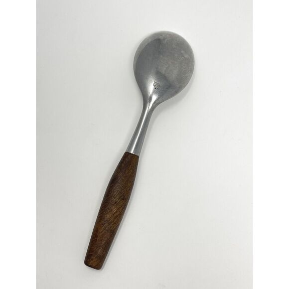 Dansk FJORD Serving Spoon Teak Handle Stainless Steel Germany 9.5” Vintage - Picture 4 of 5